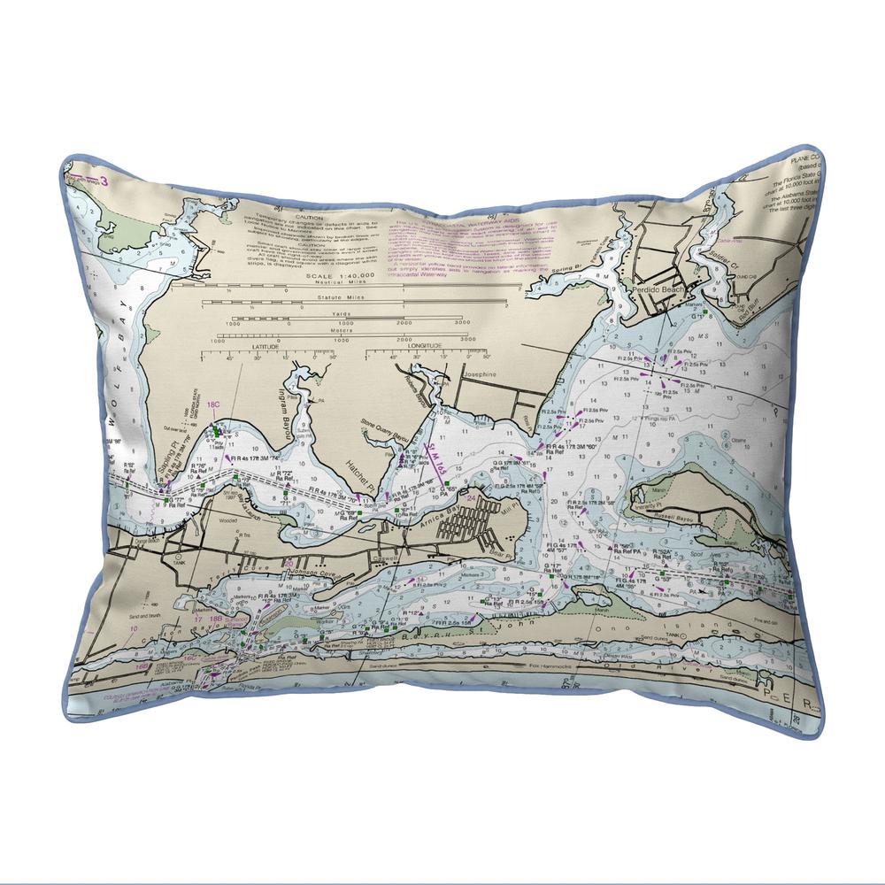 Orange Beach, AL Nautical Map Extra Large Zippered Indoor/Outdoor Pillow 20x24
