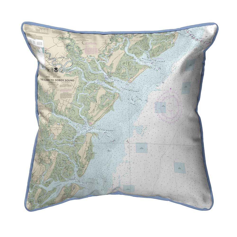 Tybee Island to Doboy Sound, GA Nautical Map Extra Large Zippered Indoor/Outdoor Pillow 22x22