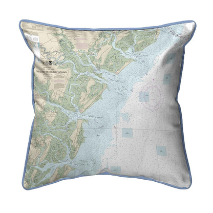 Tybee Island to Doboy Sound, GA Nautical Map Extra Large Zippered Indoor/Outdoor Pillow 22x22