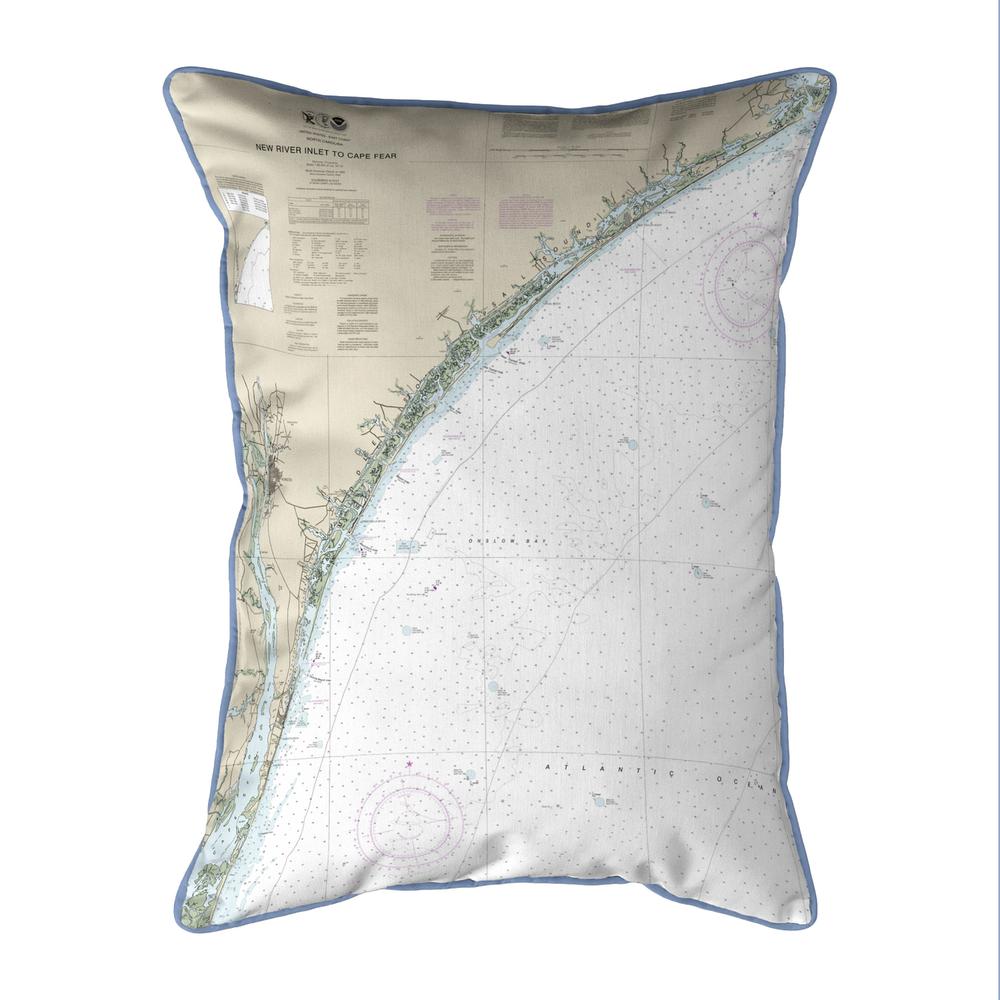 New River Inlet to Cape Fear - Topsail, NC Nautical Map Extra Large Zippered Indoor/Outdoor Pillow 20x24