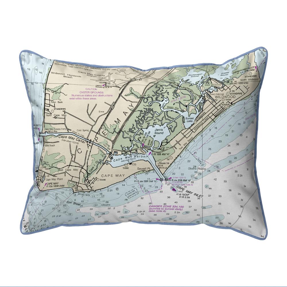 Cape May, NJ Nautical Map Extra Large Zippered Indoor/Outdoor Pillow 20x24