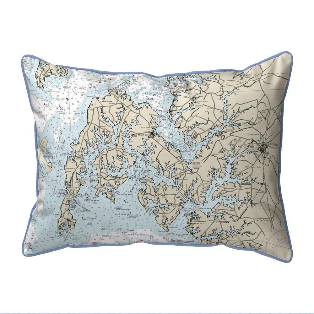 Easton, MD Nautical Map Extra Large Zippered Indoor/Outdoor Pillow 20x24