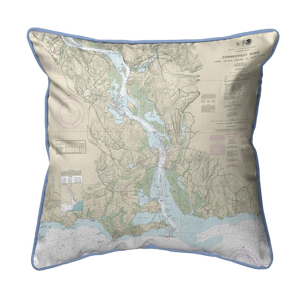 Connecticut River, CT Nautical Map Extra Large Zippered Indoor/Outdoor Pillow 22x22