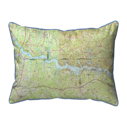 Lake Gaston, VA and NC Nautical Map Extra Large Zippered Pillow 20x24