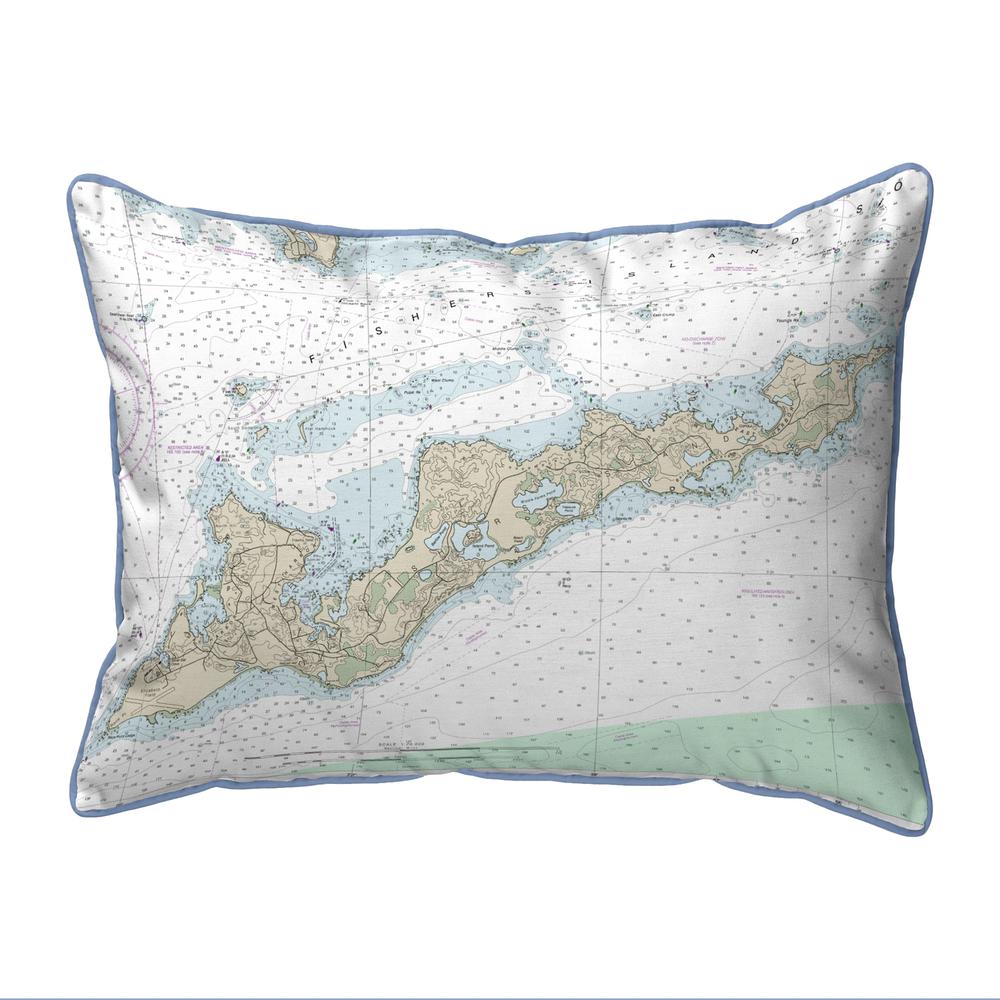 Fishers Island, RI Nautical Map Extra Large Zippered Indoor/Outdoor Pillow 20x24