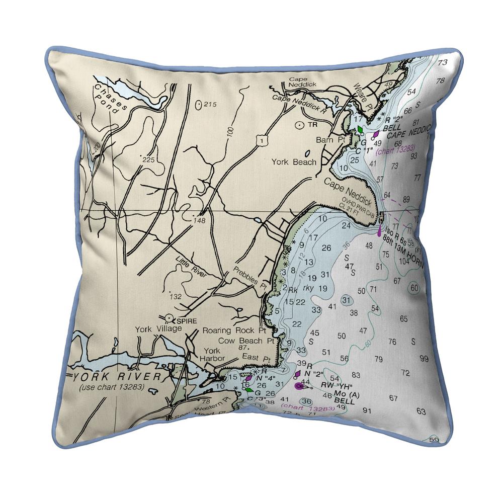 Cape Neddick, ME Nautical Map Extra Large Zippered Indoor/Outdoor Pillow 22x22