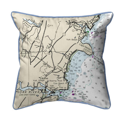 Cape Neddick, ME Nautical Map Extra Large Zippered Indoor/Outdoor Pillow 22x22