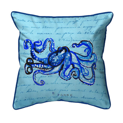 Blue Script Octopus Extra Large Zippered Pillow 22x22