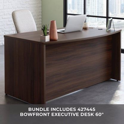 Affirm 60" x 35" 1-File Single Ped Bowfront Desk, Noble Elm Finish