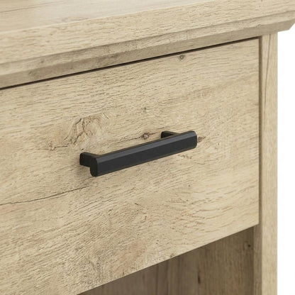 Modern Farmhous Style Night Stand in Oak Finish with Simple Rectangular Design