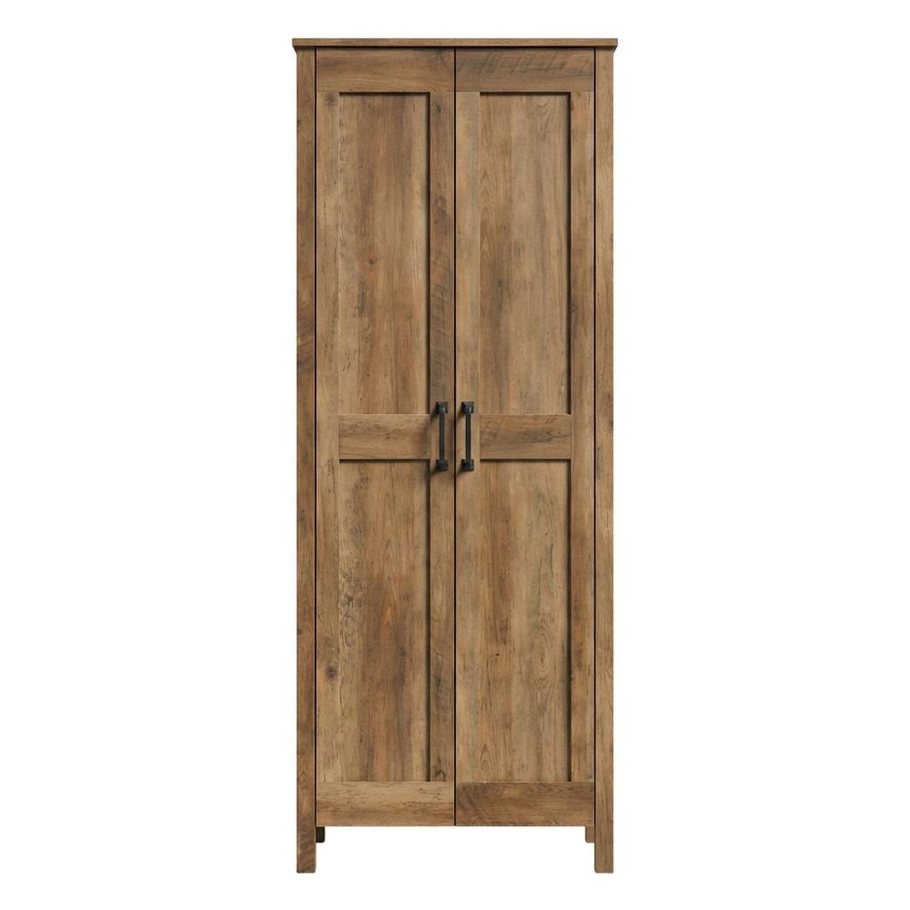 Rustic Pine Finish Storage Cabinet With Country Style And Sturdy Construction