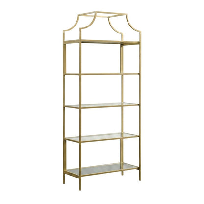 Open Shelving Unit in Satin Gold Finish for Modern Storage