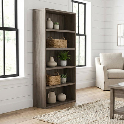 Brown office bookcase with contemporary and transitional style, rectangle design