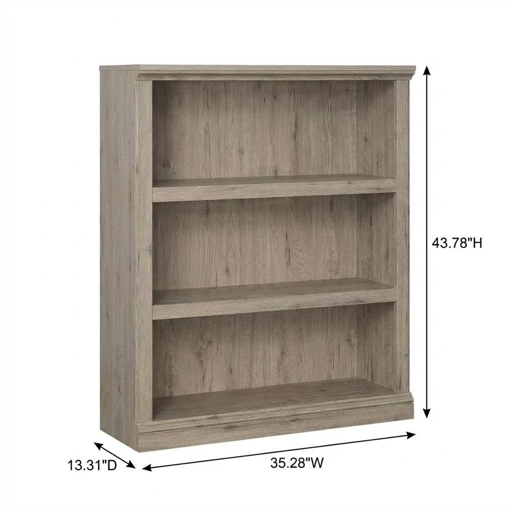 Wooden storage bookcase in oak finish with versatile coastal cottage style