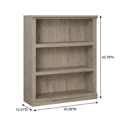 Wooden storage bookcase in oak finish with versatile coastal cottage style