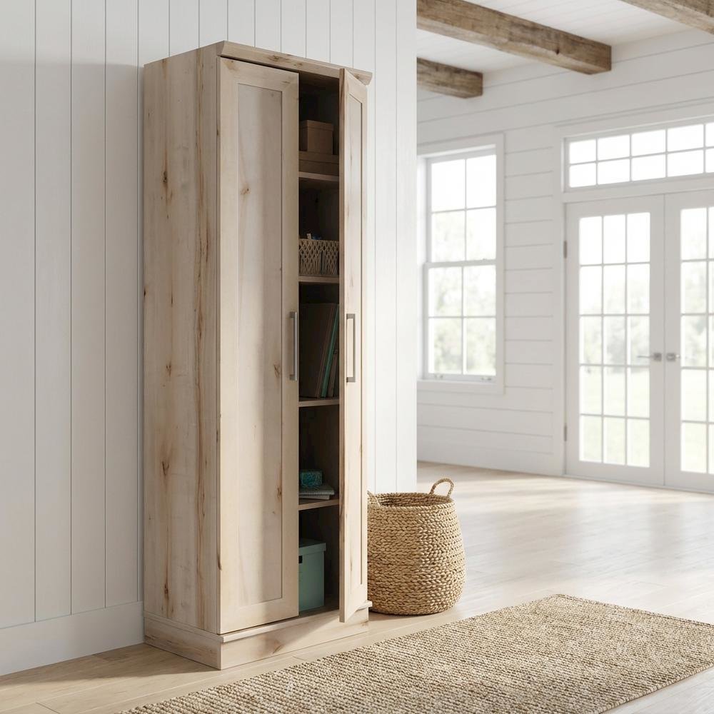 Brown Storage Cabinet With Sleek Rectangle Shape For Organization