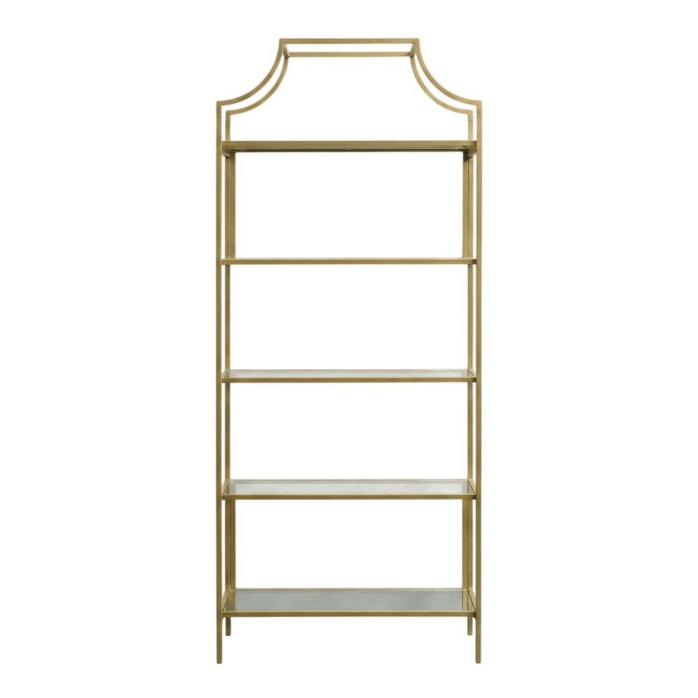 Open Shelving Unit in Satin Gold Finish for Modern Storage