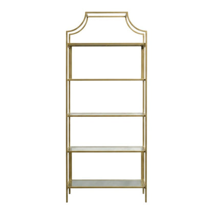 Open Shelving Unit in Satin Gold Finish for Modern Storage