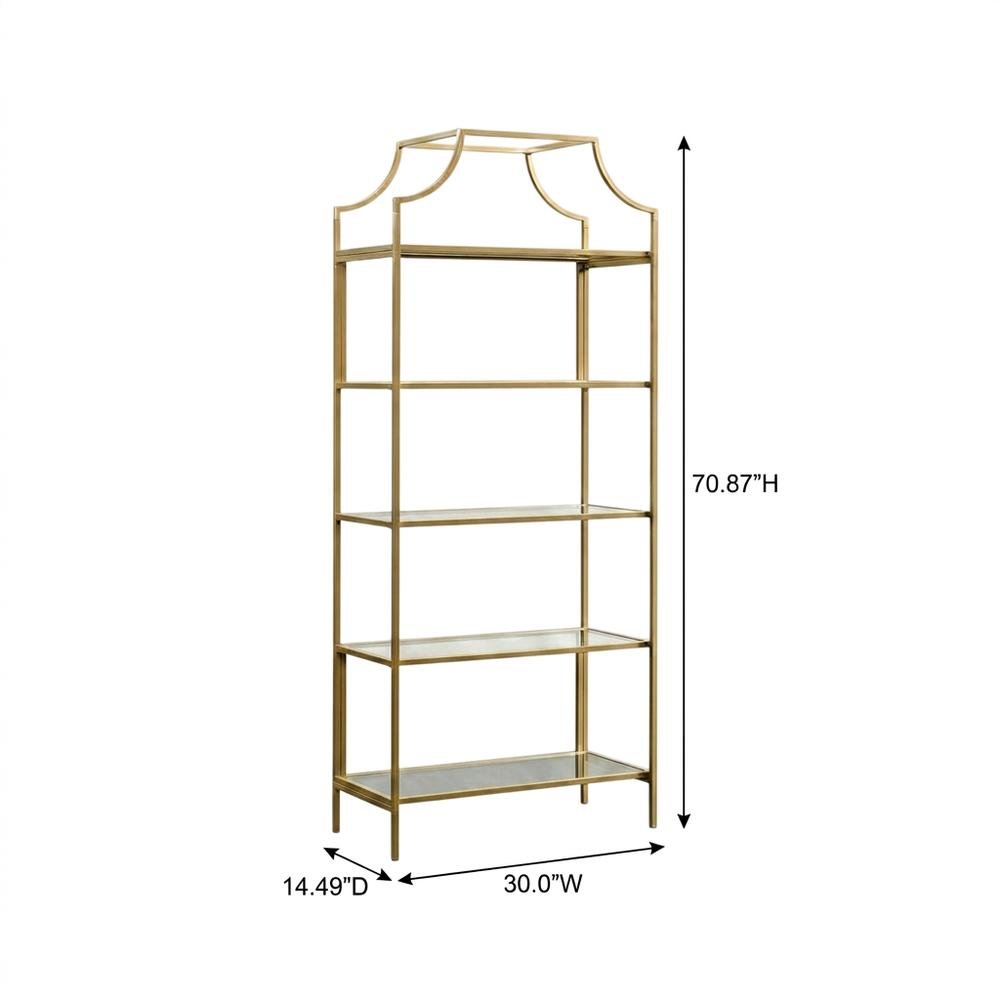 Open Shelving Unit in Satin Gold Finish for Modern Storage