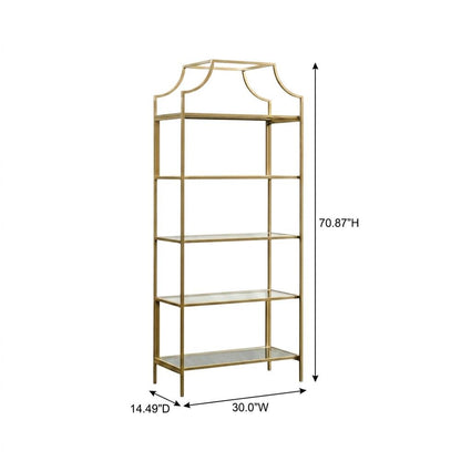 Open Shelving Unit in Satin Gold Finish for Modern Storage