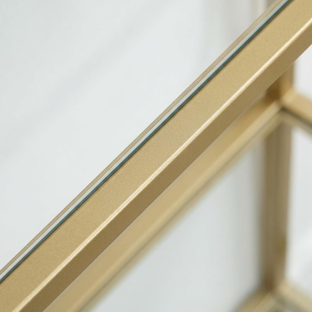 Open Shelving Unit in Satin Gold Finish for Modern Storage