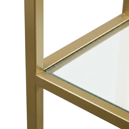 Open Shelving Unit in Satin Gold Finish for Modern Storage