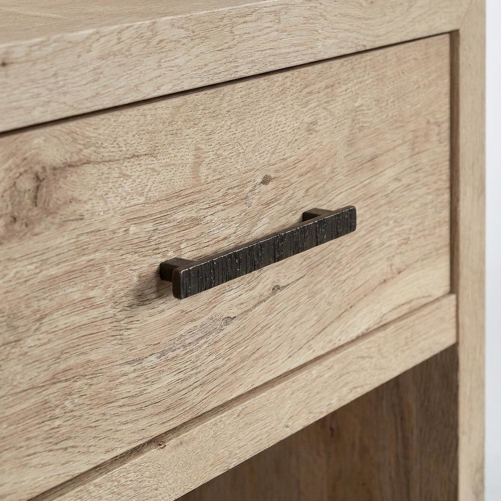 Oak Finish Nightstand with Coastal Cottage Style and Rectangle Design