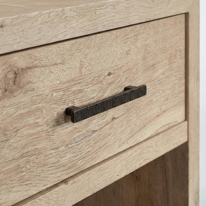 Oak Finish Nightstand with Coastal Cottage Style and Rectangle Design