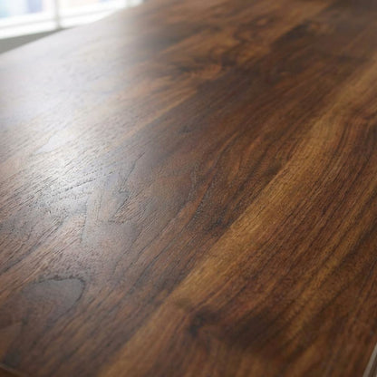 Grand Walnut Finish Office L Desk With Modern Mid-Century Style