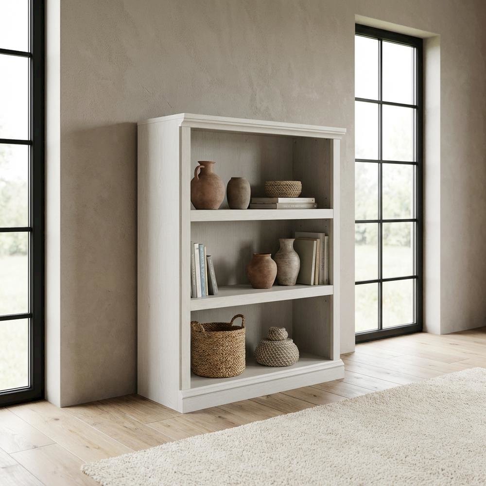 White Storage Bookcase with Rectangle Shape and Transitional Style