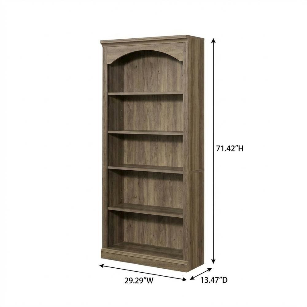 Salt Oak finish bookcase with transitional design, versatile storage solution