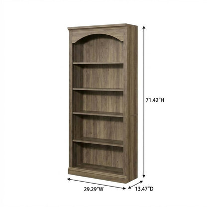 Salt Oak finish bookcase with transitional design, versatile storage solution