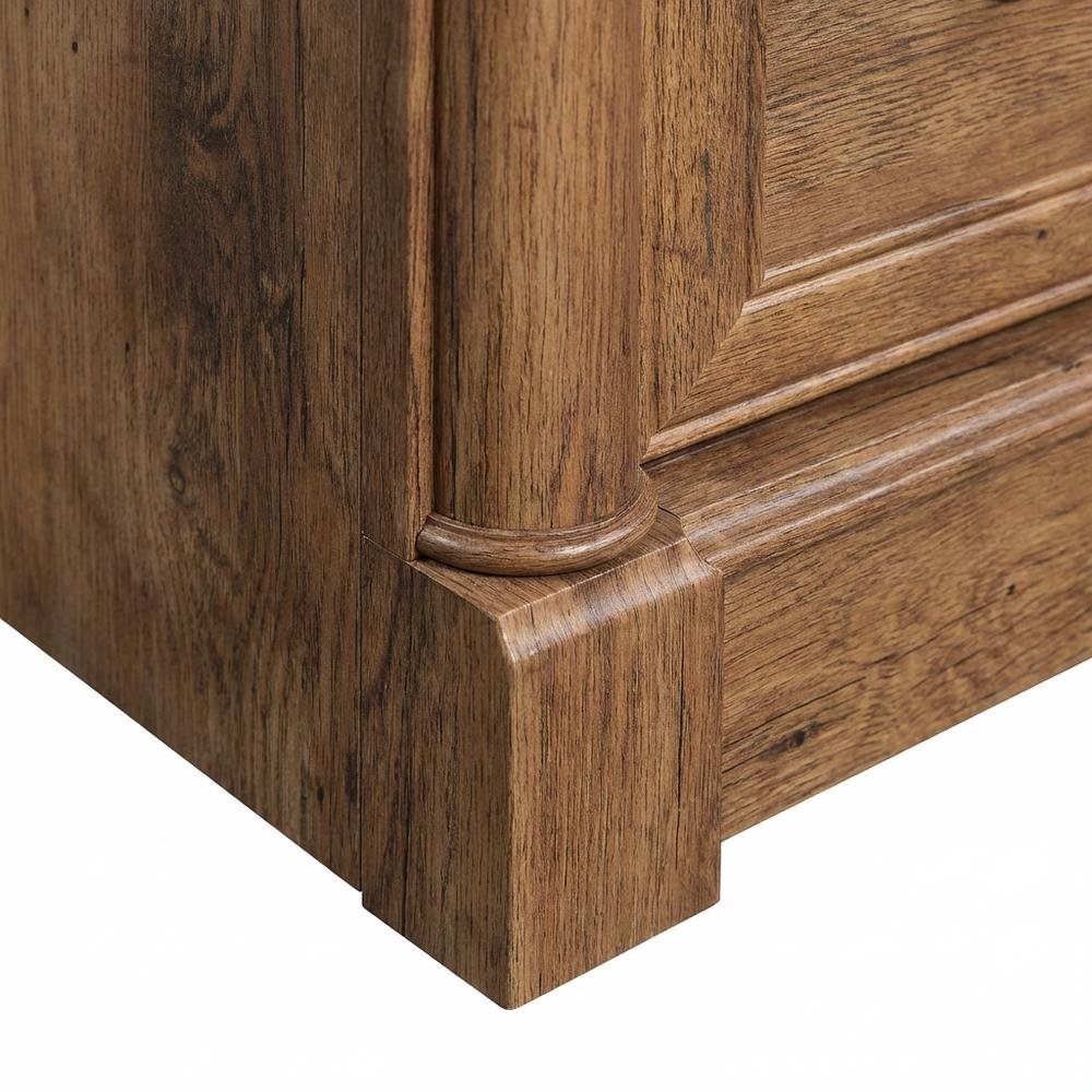 L-Shaped Office Desk With Vintage Oak Finish And Modern Farmhouse Style
