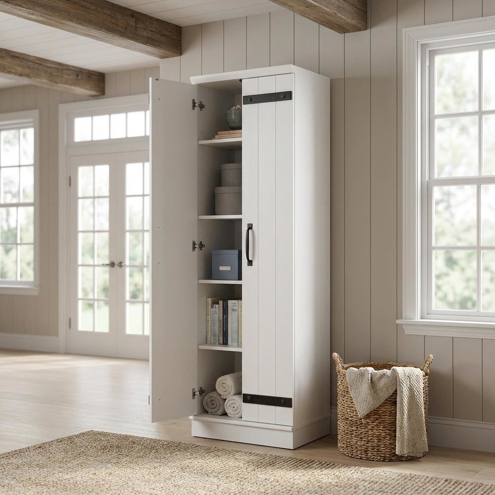 White Storage Cabinet With Soft Finish For Versatile Organization