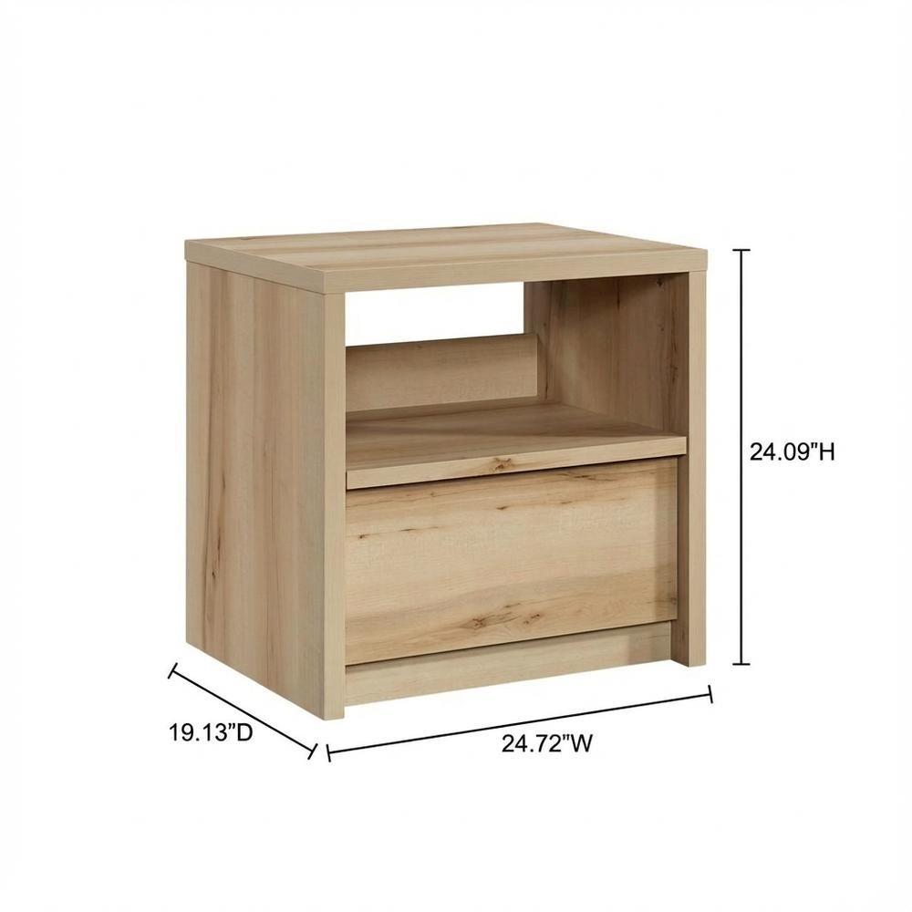 Brown Mid-Century Modern Rectangle Night Stand with Storage Drawer
