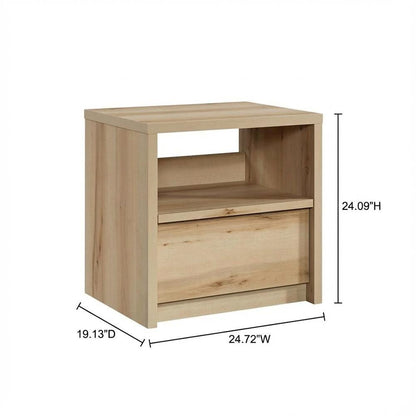 Brown Mid-Century Modern Rectangle Night Stand with Storage Drawer