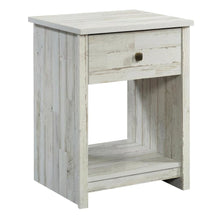 White Finish Nightstand with Rectangle Shape and Rustic Style