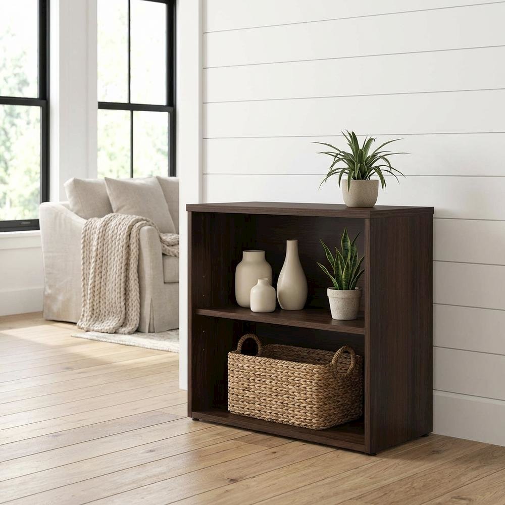 Contemporary Office Bookcase in Noble Elm Finish with Elegant Design