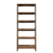 Vintage Oak finish trestle open shelving for versatile storage and display