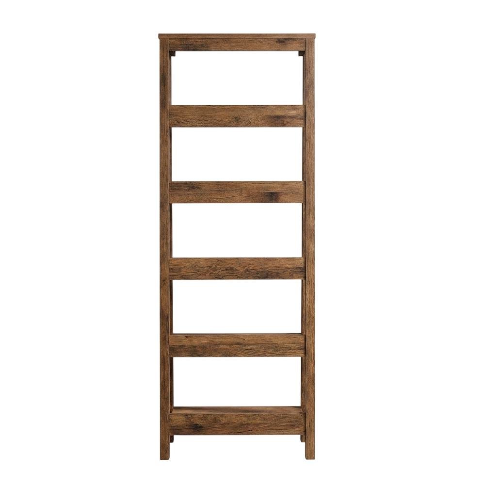 Vintage Oak finish trestle open shelving for versatile storage and display