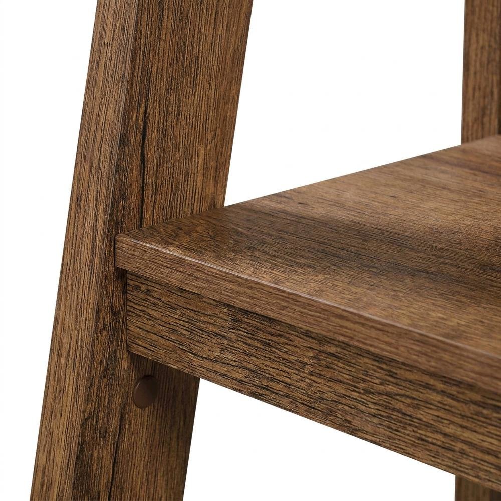Vintage Oak finish trestle open shelving for versatile storage and display