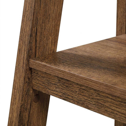 Vintage Oak finish trestle open shelving for versatile storage and display