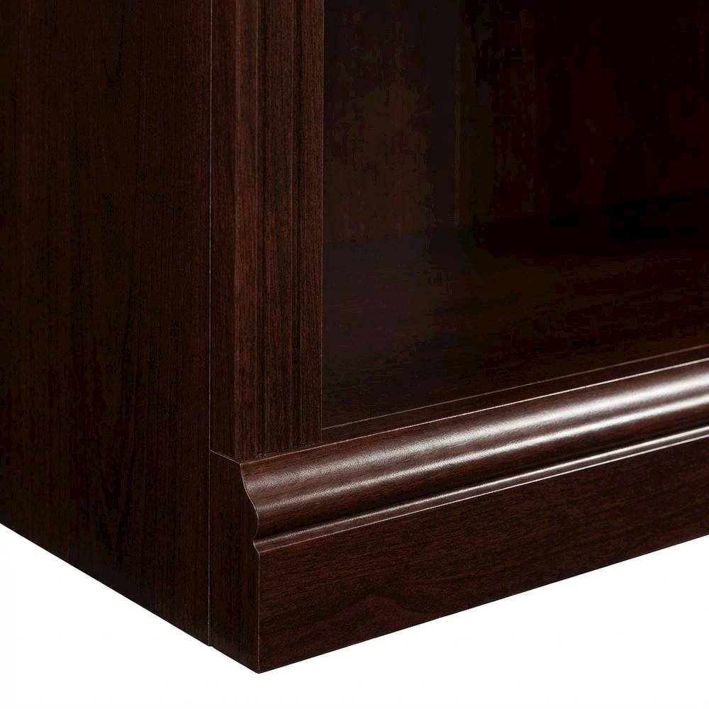 Cherry finish storage bookcase with transitional style and rectangular shape