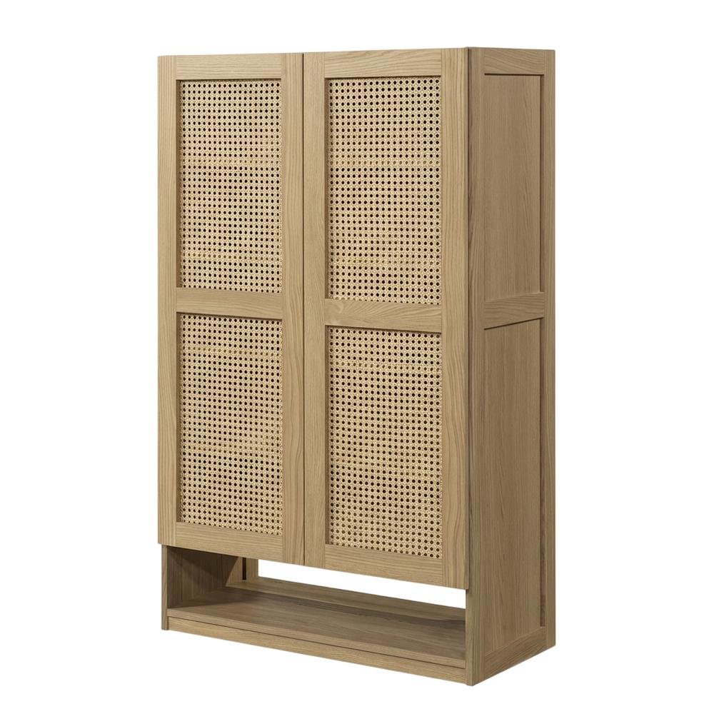 Bohemian Coastal Cottage Storage Cabinet In Ash Finish With Spacious Design