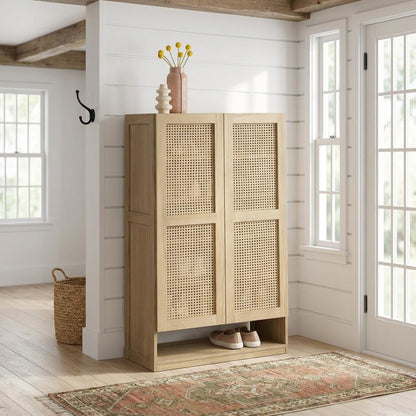 Bohemian Coastal Cottage Storage Cabinet In Ash Finish With Spacious Design