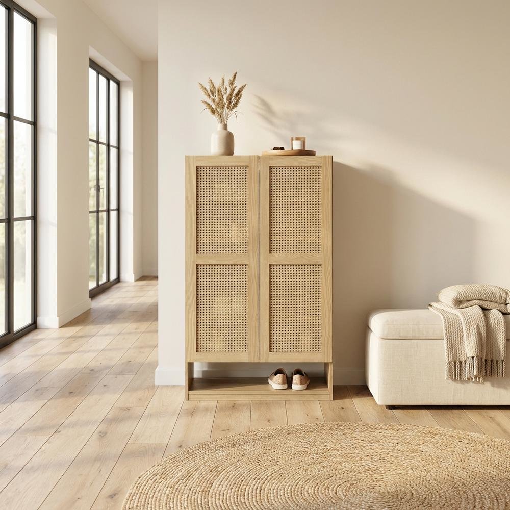 Bohemian Coastal Cottage Storage Cabinet In Ash Finish With Spacious Design