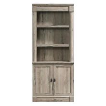 Oak Finish Bookcase with Modern Storage Design