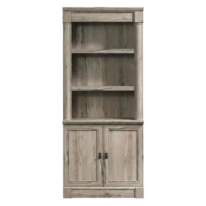 Oak Finish Bookcase with Modern Storage Design