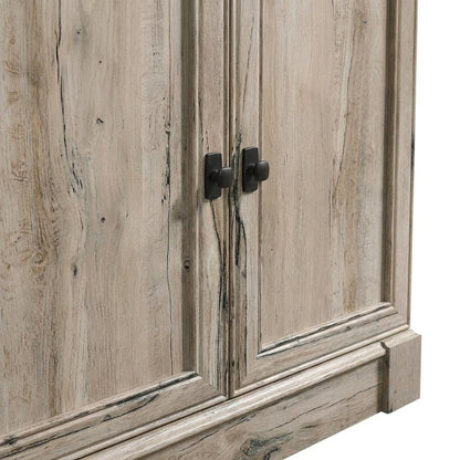 Oak Finish Bookcase with Modern Storage Design