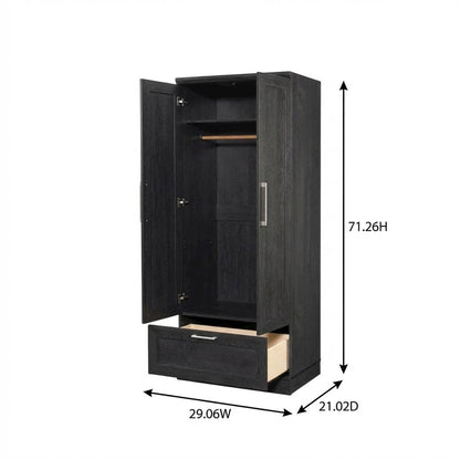 Raven Oak Storage Armoire With Contemporary Style And Spacious Design